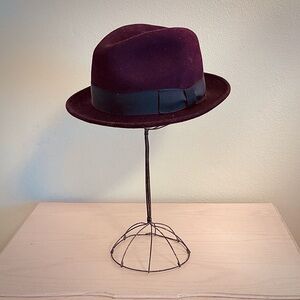 BRONER Packable 100% Wool Fedora Hat Old School Classic Deep Purple